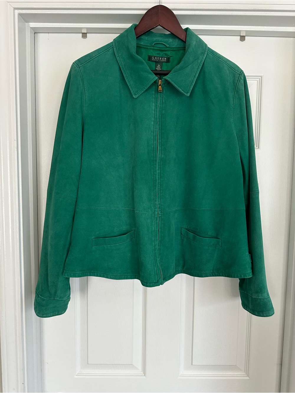 Vintage 90s Lauren Ralph Lauren women's 100% suede jacket in emerald green